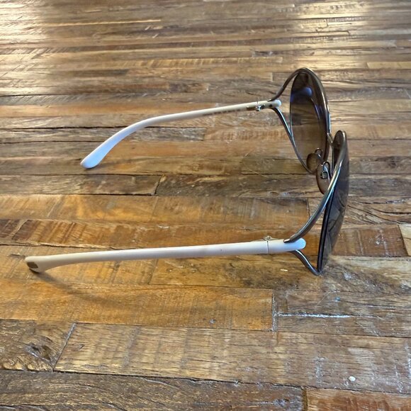 TOM FORD l Clemence Cream + Gunmetal Oval Vintage Y2k Sunglasses l 2005
